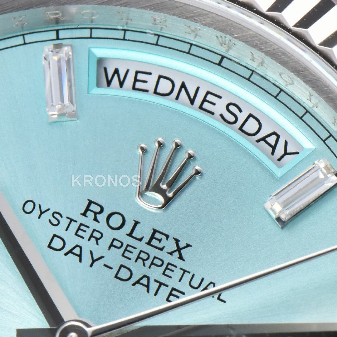 Daydate 36mm Ice Blue Dial Diamond Marker - Authentic Movement