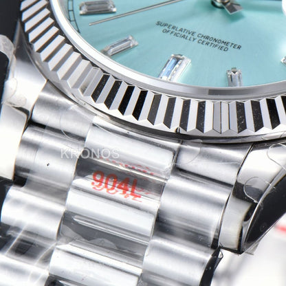 Daydate 36mm Ice Blue Dial Diamond Marker - Authentic Movement