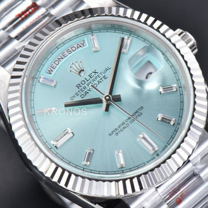 Daydate 36mm Ice Blue Dial Diamond Marker - Authentic Movement