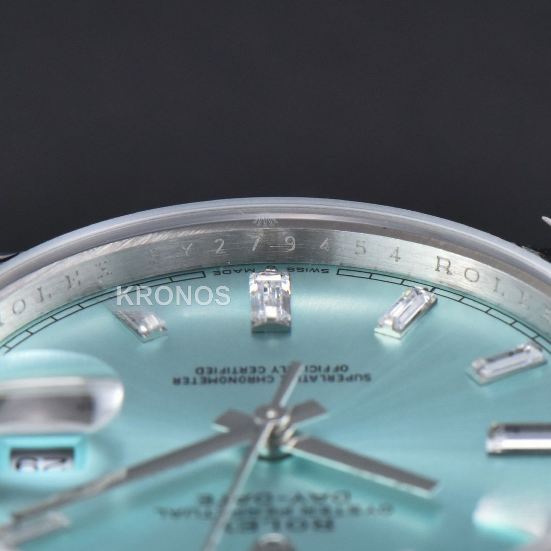 Daydate 36mm Ice Blue Dial Diamond Marker - Authentic Movement