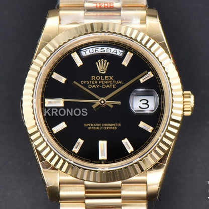 Daydate 40mm Black Dial Diamond Authentic Movement