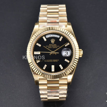 Daydate 40mm Black Dial Diamond Authentic Movement