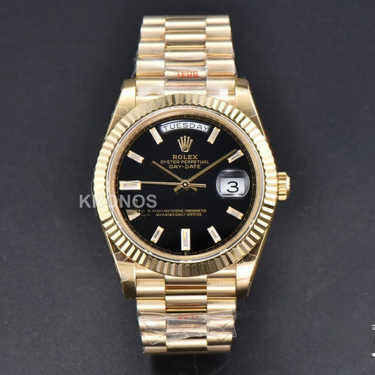 Daydate 40mm Black Dial Diamond Authentic Movement