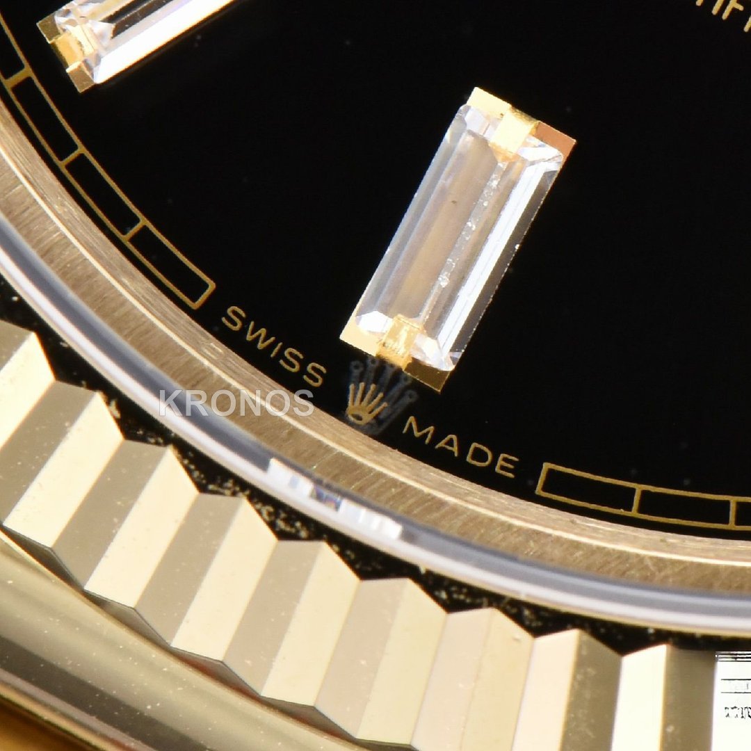 Daydate 40mm Black Dial Diamond Authentic Movement