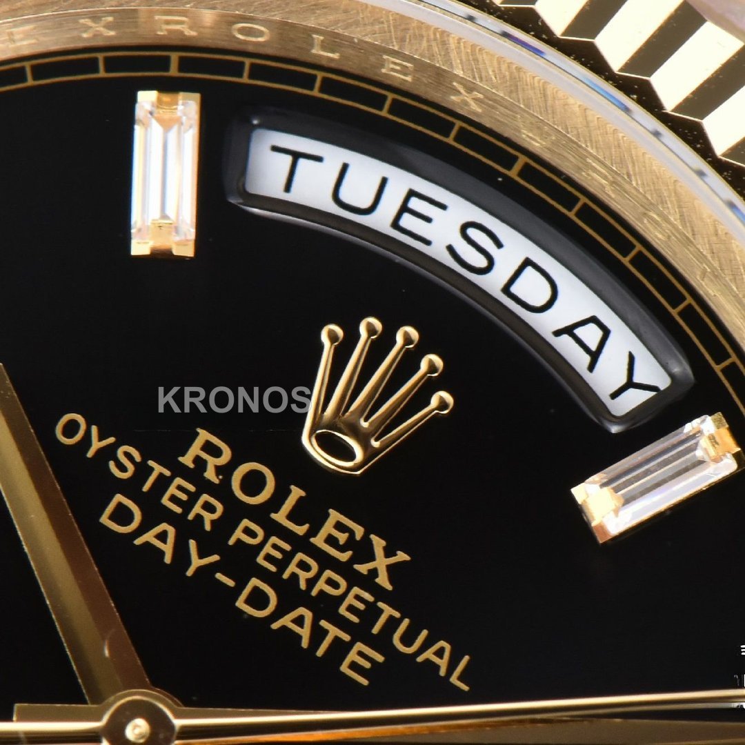 Daydate 40mm Black Dial Diamond Authentic Movement