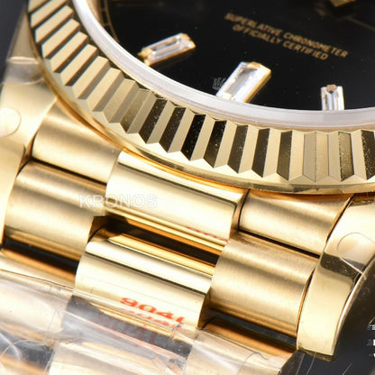 Daydate 40mm Black Dial Diamond Authentic Movement