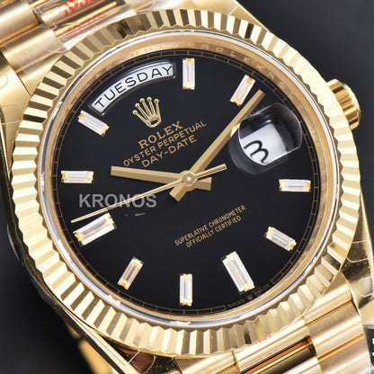 Daydate 40mm Black Dial Diamond Authentic Movement