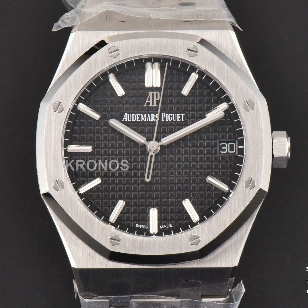 Royal Oak 15500 41mm Black Textured Dial Super Clone - Authentic Movement
