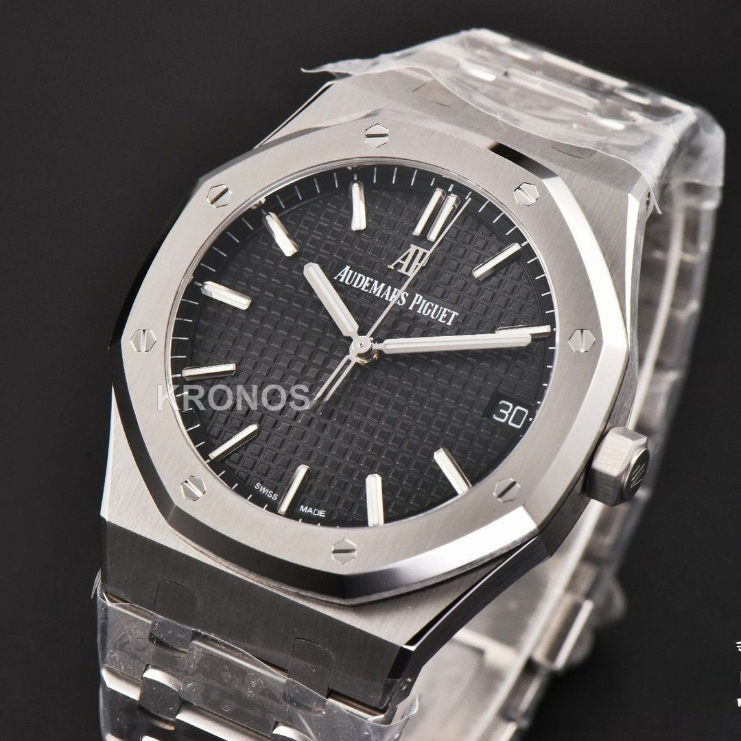 Royal Oak 15500 41mm Black Textured Dial Super Clone - Authentic Movement