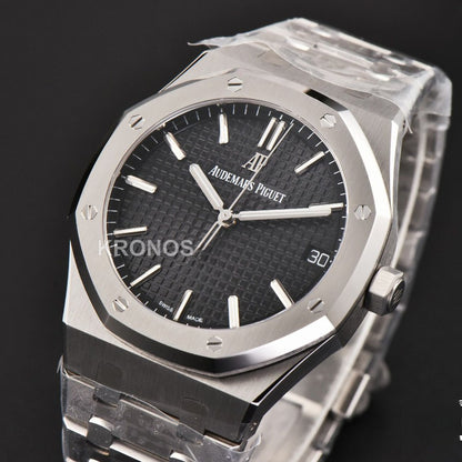 Royal Oak 15500 41mm Black Textured Dial Super Clone - Authentic Movement