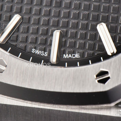 Royal Oak 15500 41mm Black Textured Dial Super Clone - Authentic Movement