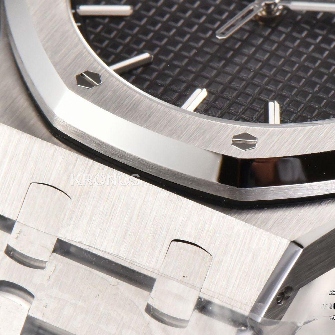 Royal Oak 15500 41mm Black Textured Dial Super Clone - Authentic Movement