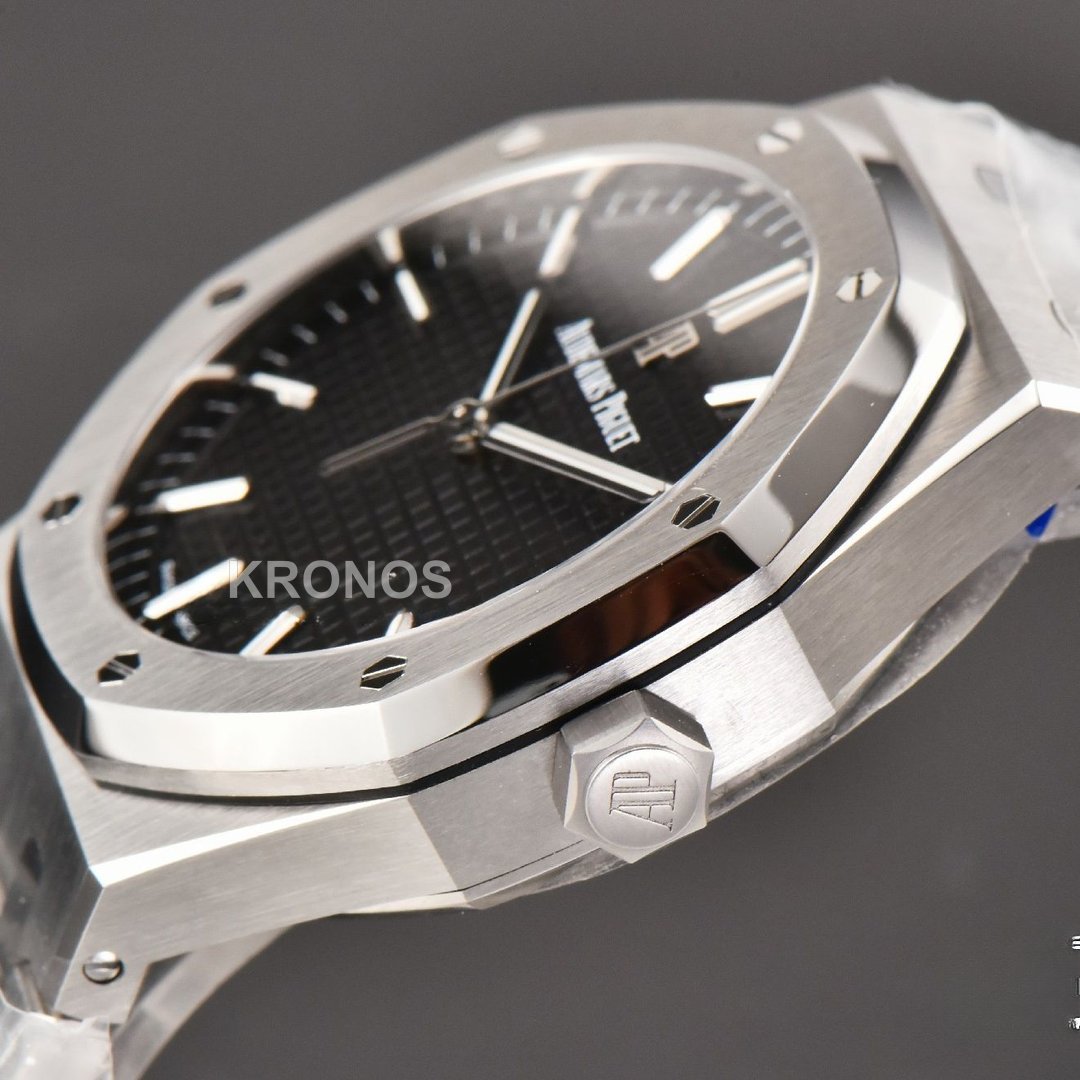 Royal Oak 15500 41mm Black Textured Dial Super Clone - Authentic Movement