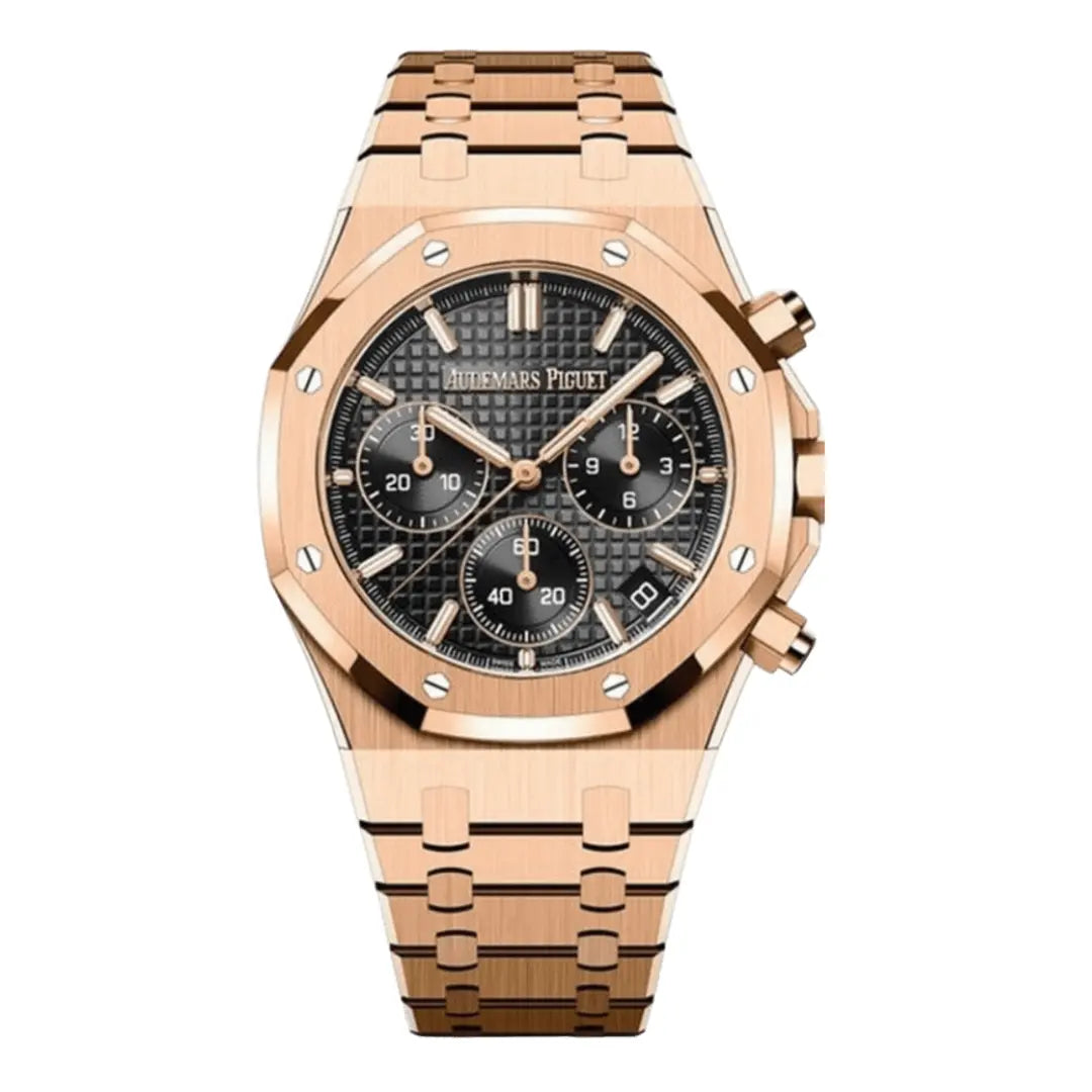 Royal Oak Chronograph Rose Gold Black Dial vista frontal - Kronos Relojes