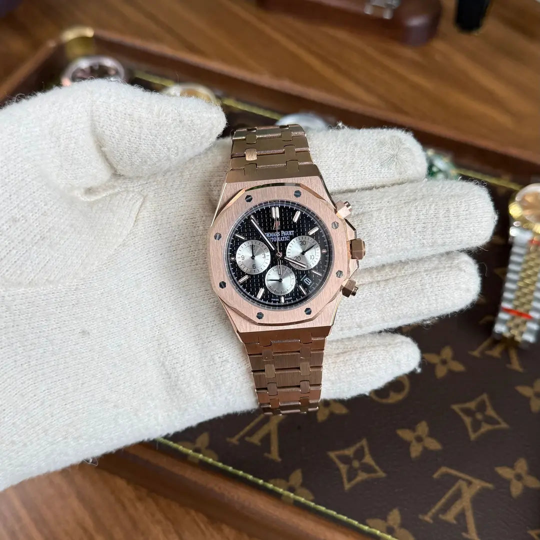 Reloj Royal Oak Chronograph Rose Gold pulsera acero inoxidable - Kronos Relojes