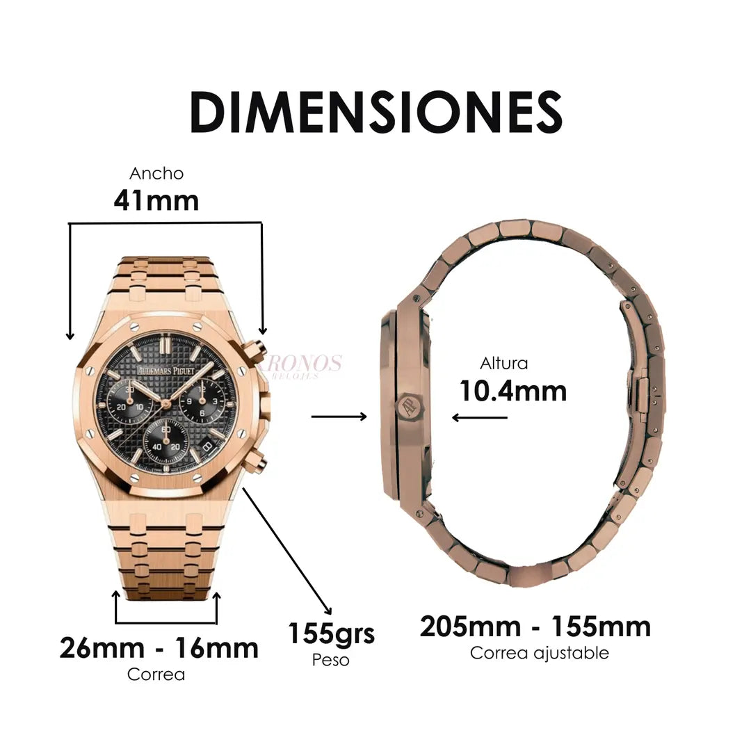 Royal Oak Chronograph Rose Gold lado lateral bisel pulido - Kronos Relojes