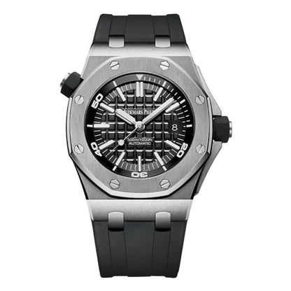 Royal Oak Offshore steel dial negro correa goma Kronos Relojes