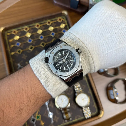 Royal Oak Offshore Black Dial maquinaria auténtica Kronos Relojes