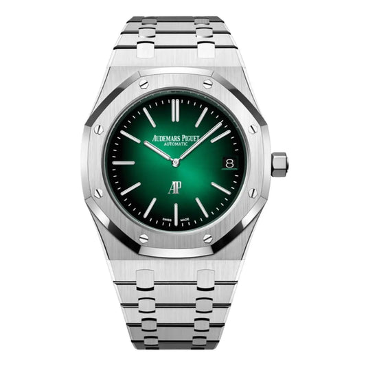 Royal Oak Steel Green Dial reloj de lujo accesible Kronos Relojes
