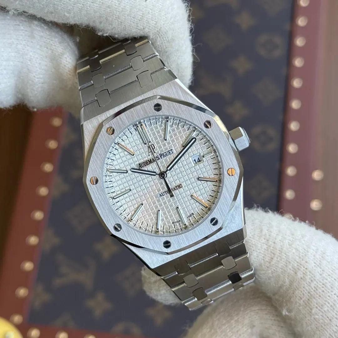 Reloj Royal Oak acero blanco Kronos detalle carátula