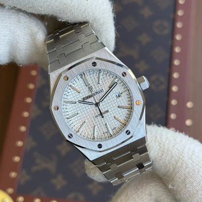 Reloj Royal Oak acero blanco Kronos detalle carátula
