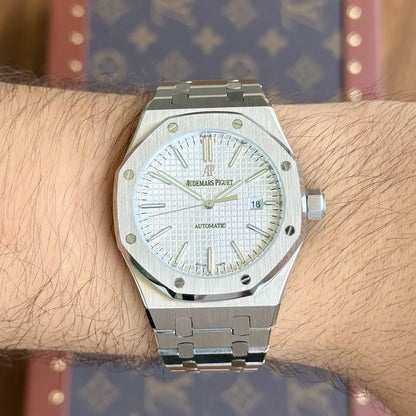 Reloj Royal Oak White Dial maquinaria auténtica Kronos México