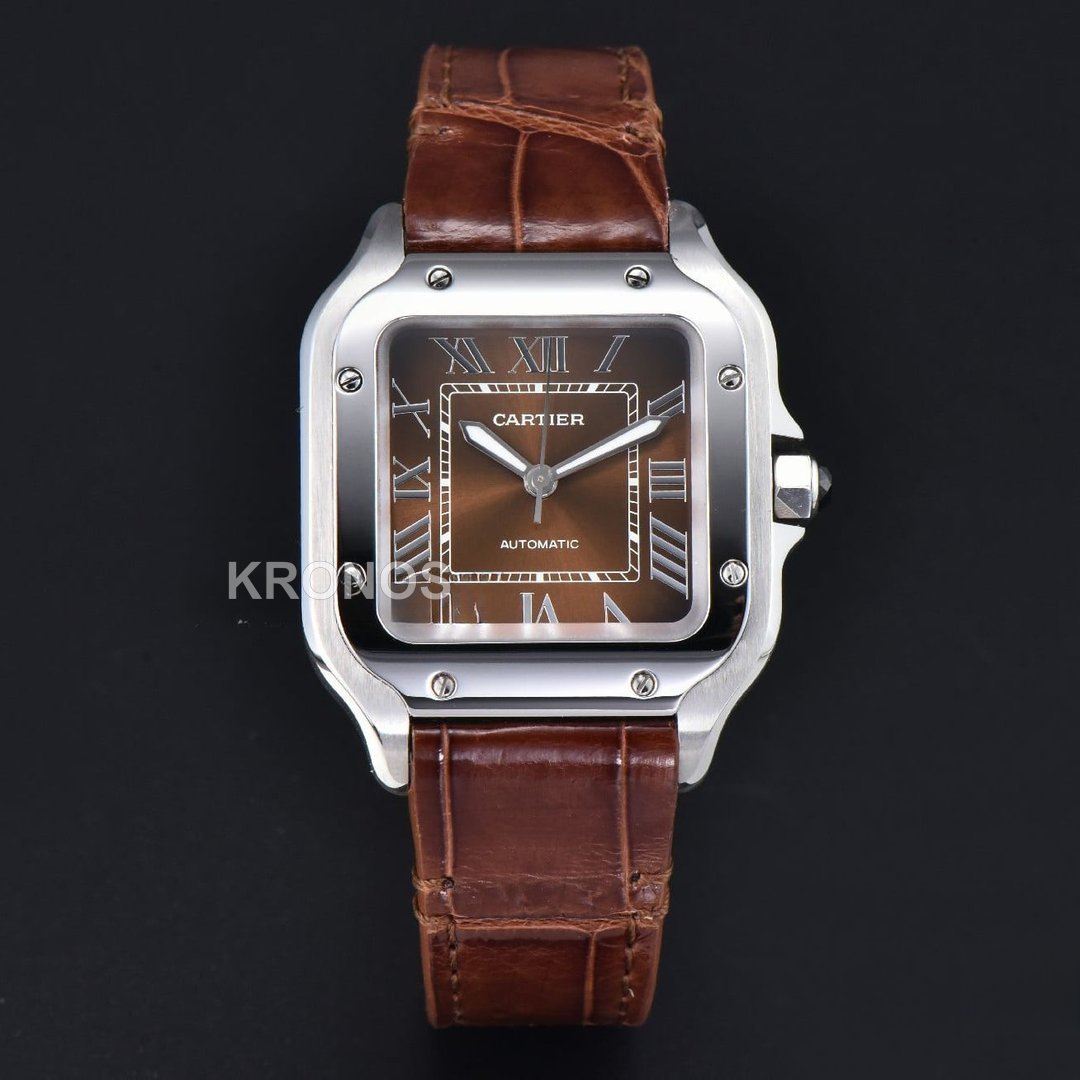 Santos Medium 35mm Brown Dial Brown - Authentic Movement