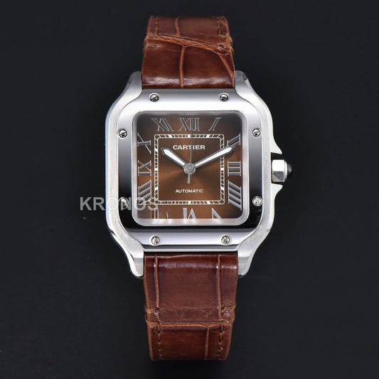 Santos Medium 35mm Brown Dial Brown - Authentic Movement