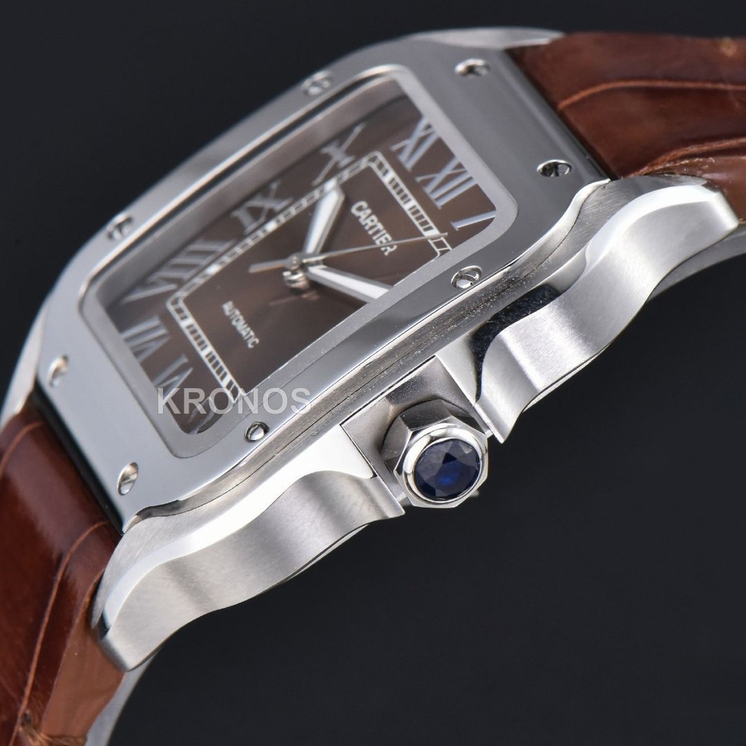Santos Medium 35mm Brown Dial Brown - Authentic Movement