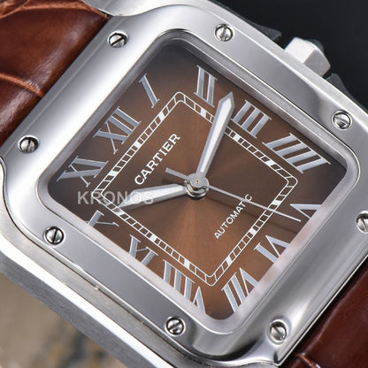 Santos Medium 35mm Brown Dial Brown - Authentic Movement