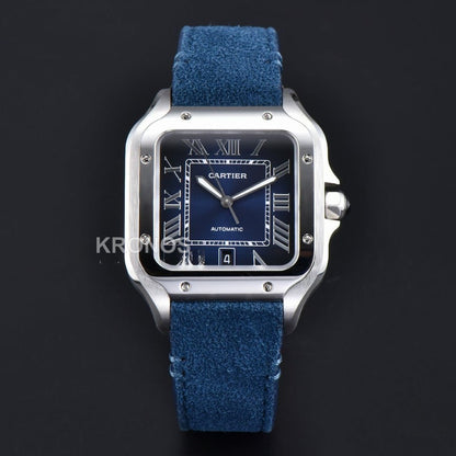 Santos Large 40mm Blue Dial Blue - Authentic Movement
