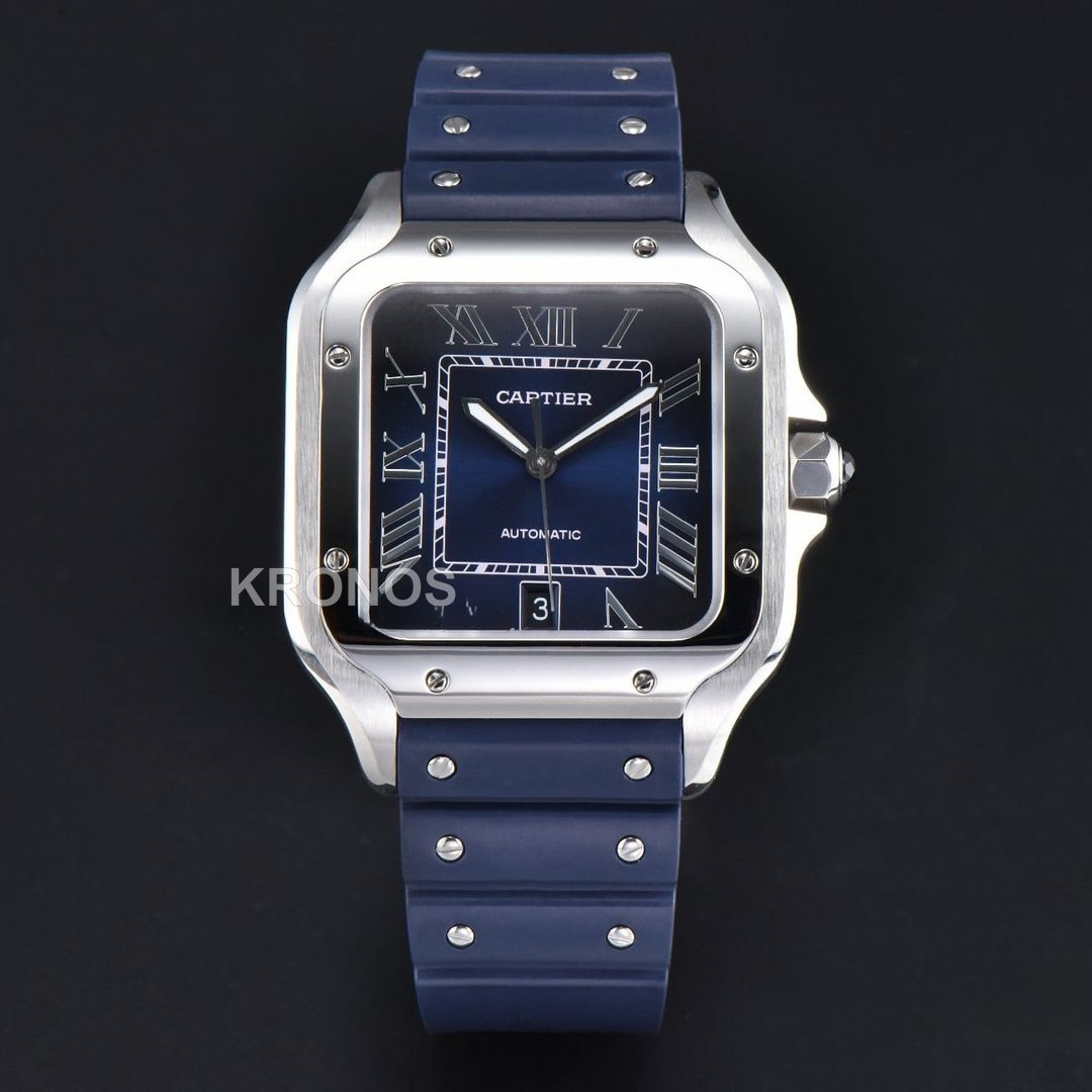 Santos Large 40mm Blue Dial Blue - Authentic Movement