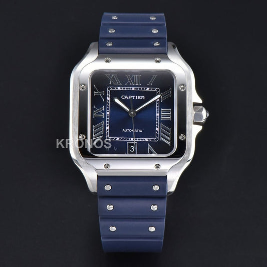 Santos Large 40mm Blue Dial Blue - Authentic Movement