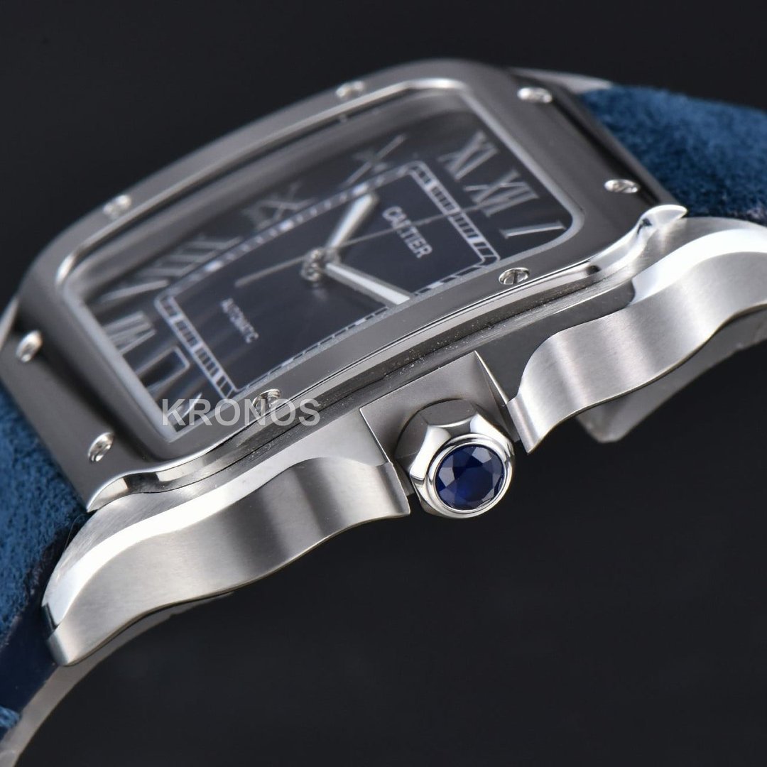 Santos Large 40mm Blue Dial Blue - Authentic Movement