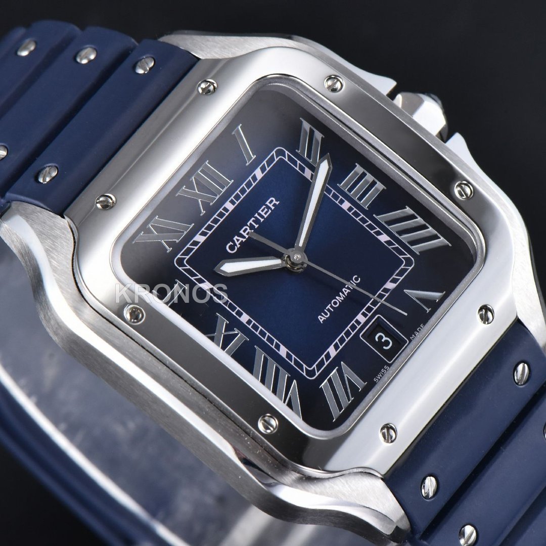 Santos Large 40mm Blue Dial Blue - Authentic Movement