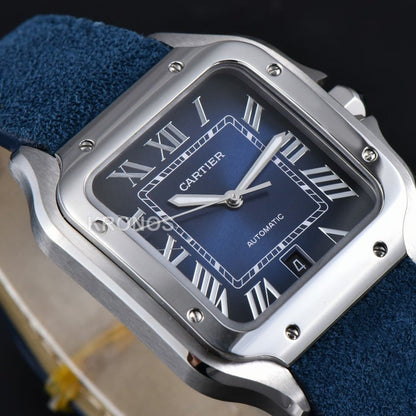 Santos Large 40mm Blue Dial Blue - Authentic Movement