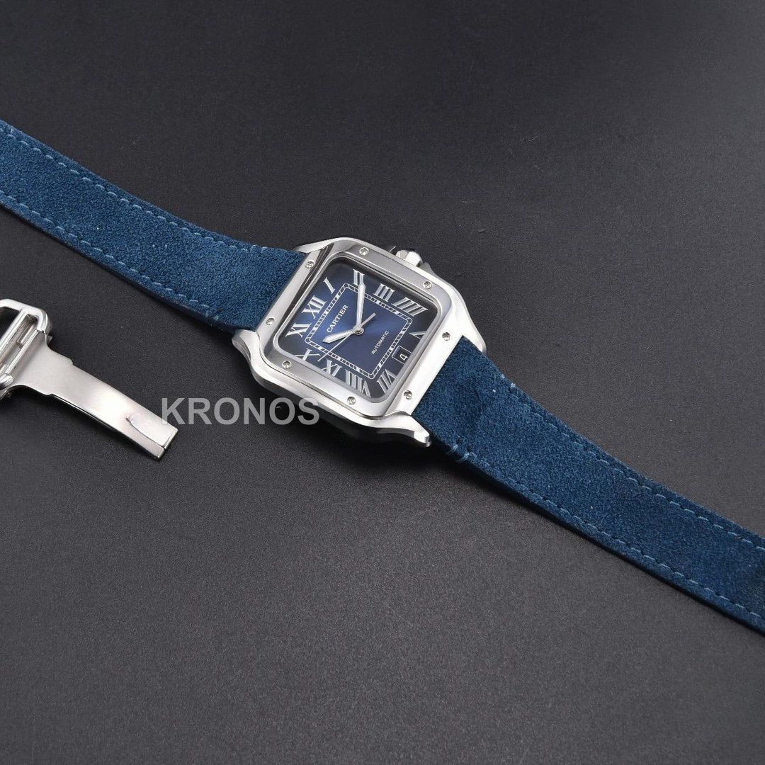 Santos Large 40mm Blue Dial Blue - Authentic Movement