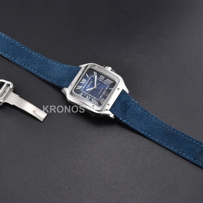 Santos Large 40mm Blue Dial Blue - Authentic Movement