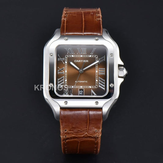 Santos Large 40mm Brown Dial Brown - Authentic Movement