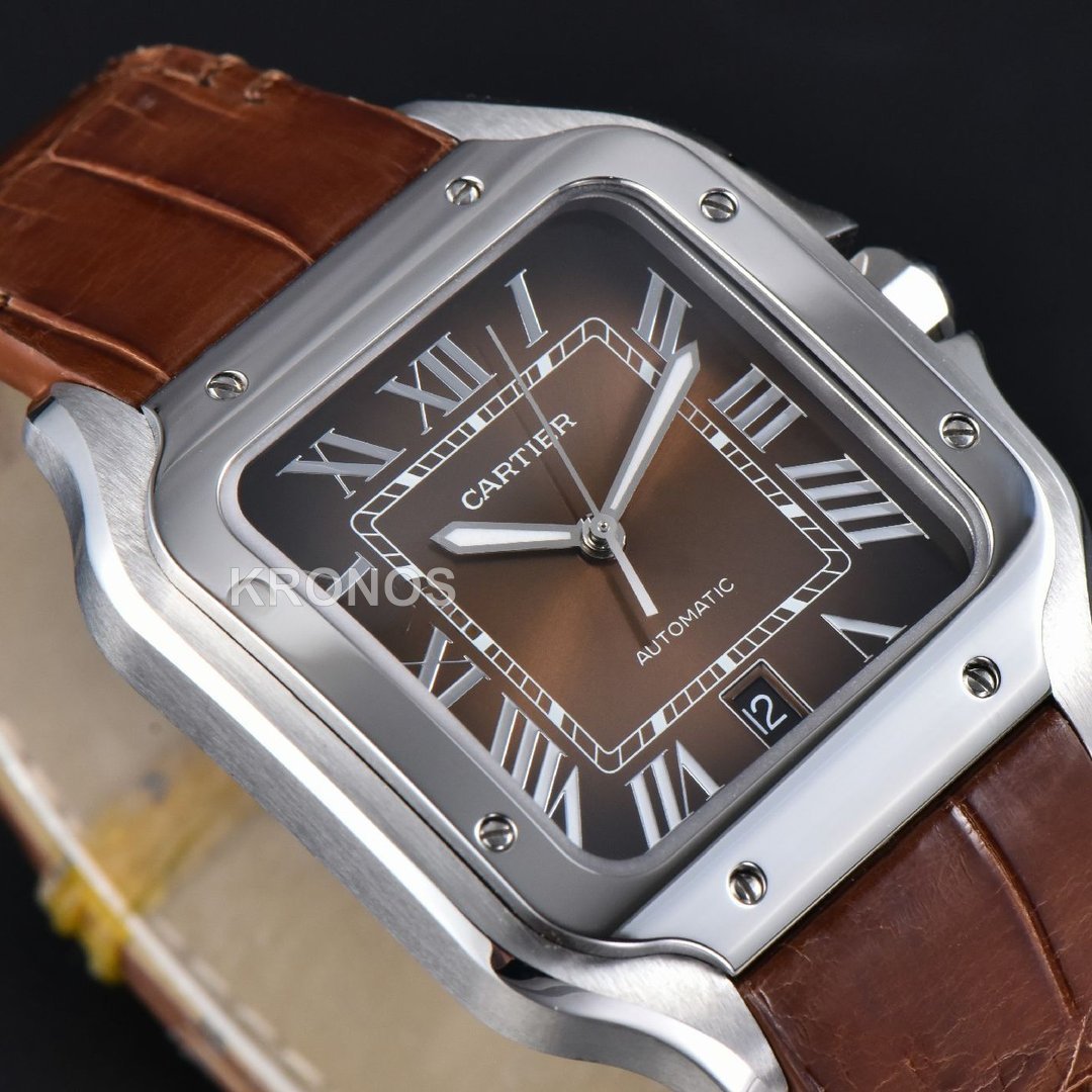 Santos Large 40mm Brown Dial Brown - Authentic Movement