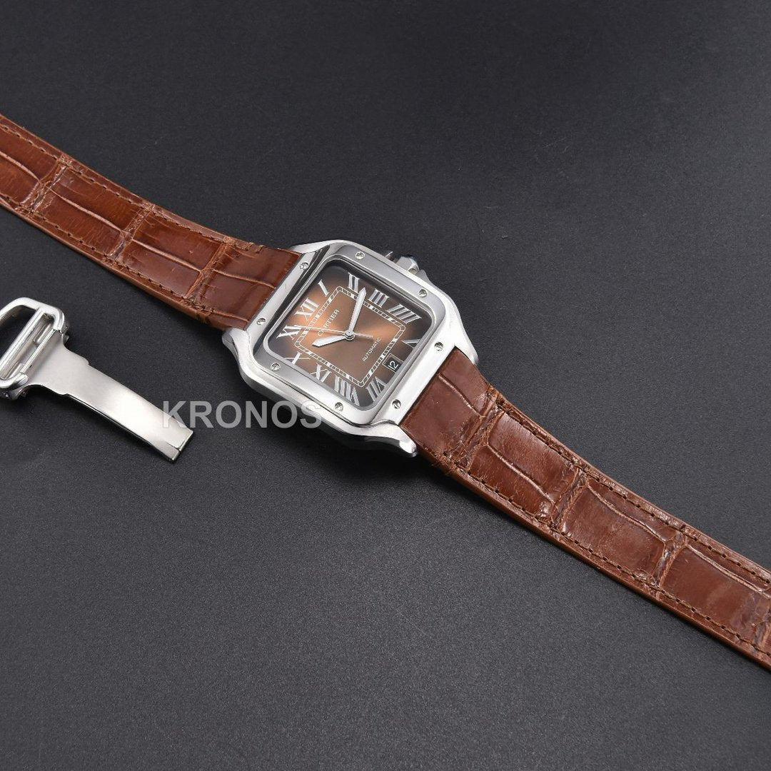 Santos Large 40mm Brown Dial Brown - Authentic Movement