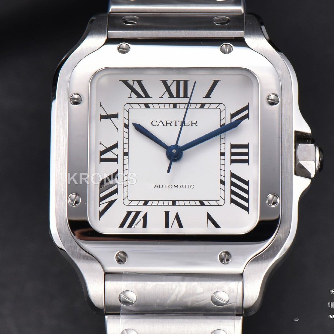 Santos De Cartier Medium 35mm White Dial - Authentic Movement
