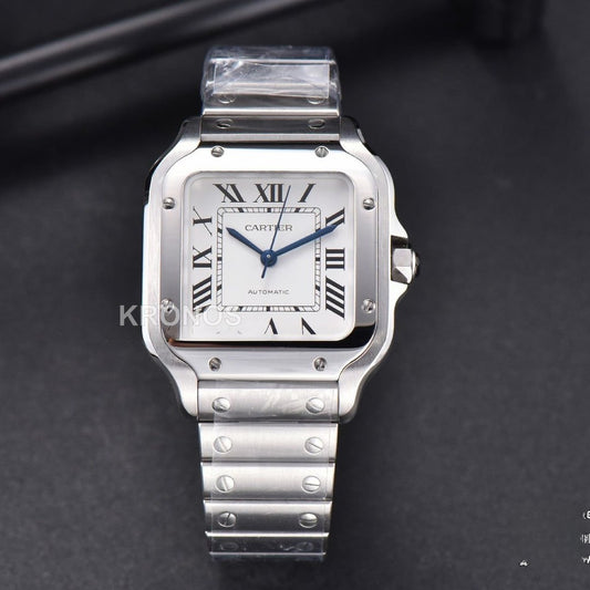 Santos De Cartier Medium 35mm White Dial - Authentic Movement