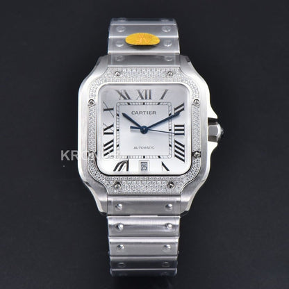 Santos XL 40mm White Dial Diamond - Authentic Movement