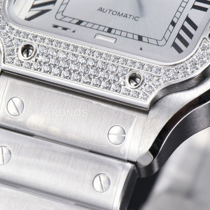 Santos XL 40mm White Dial Diamond - Authentic Movement