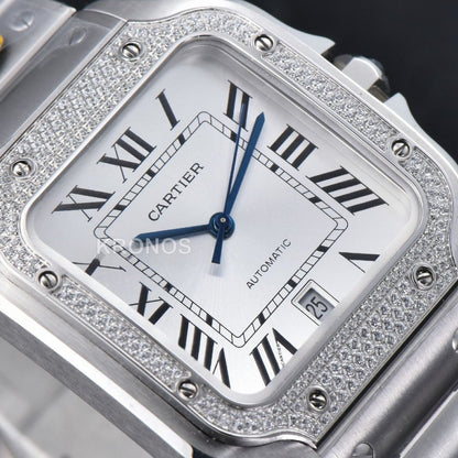 Santos XL 40mm White Dial Diamond - Authentic Movement