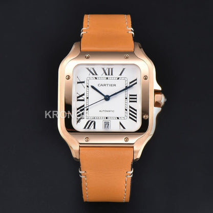 Santos XL 40mm White Dial Orange - Authentic Movement