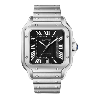 Santos Steel Black Dial reloj lujo Kronos Relojes frente