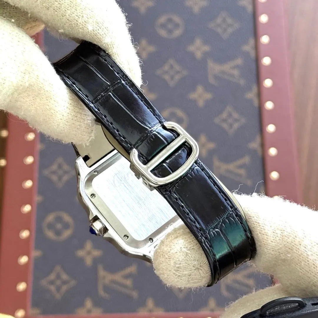 Reloj de acero inoxidable Santos con correa de piel genuina - Kronos Relojes