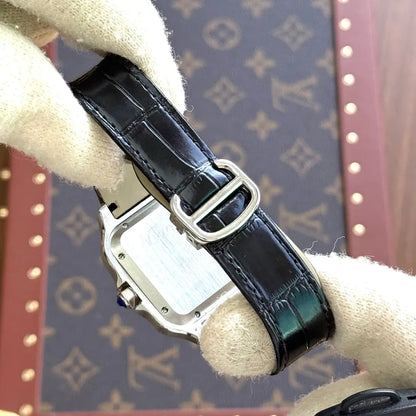Reloj de acero inoxidable Santos con correa de piel genuina - Kronos Relojes